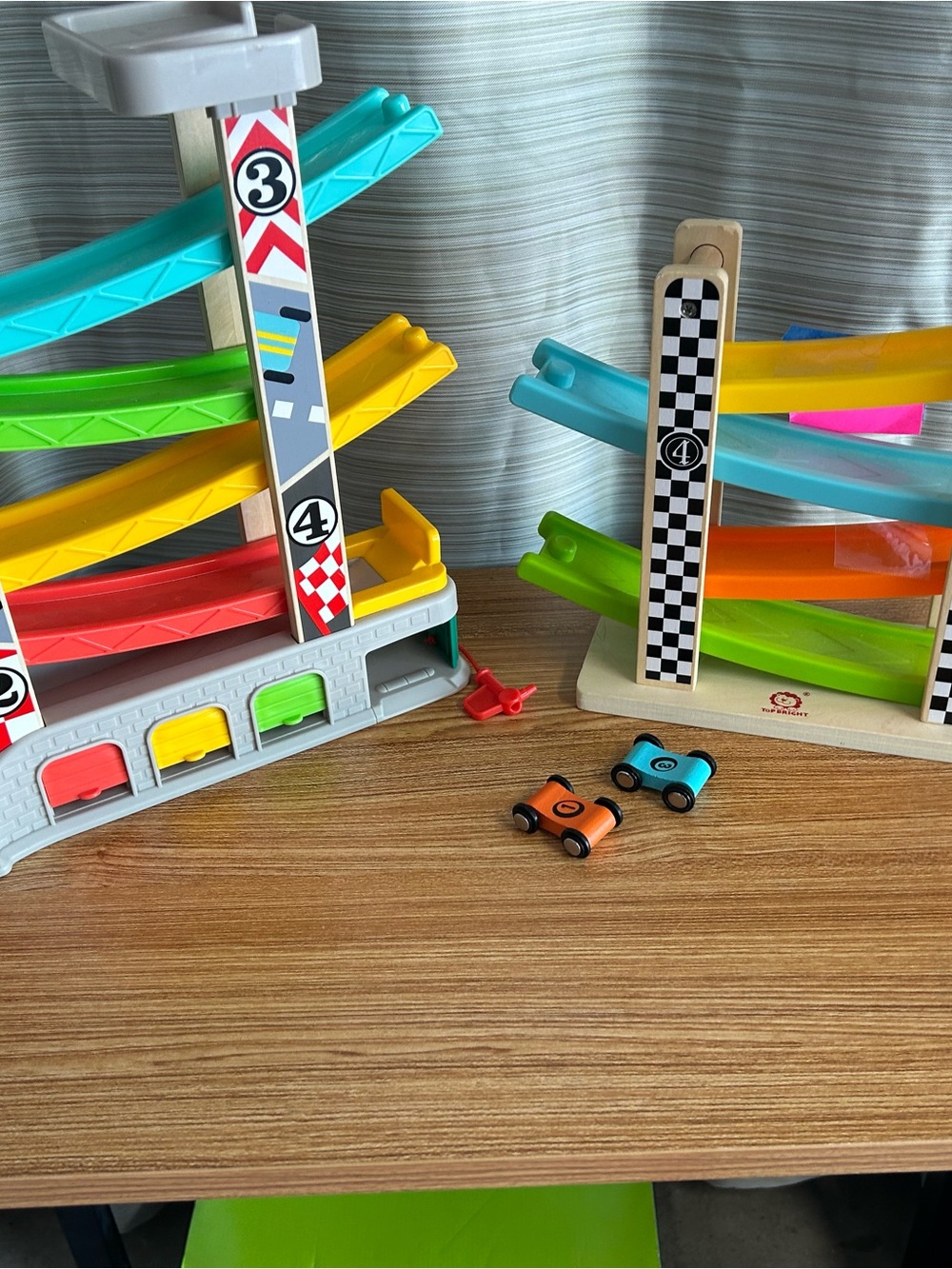 Top Bright Wooden Racing Ramp Toy with cars